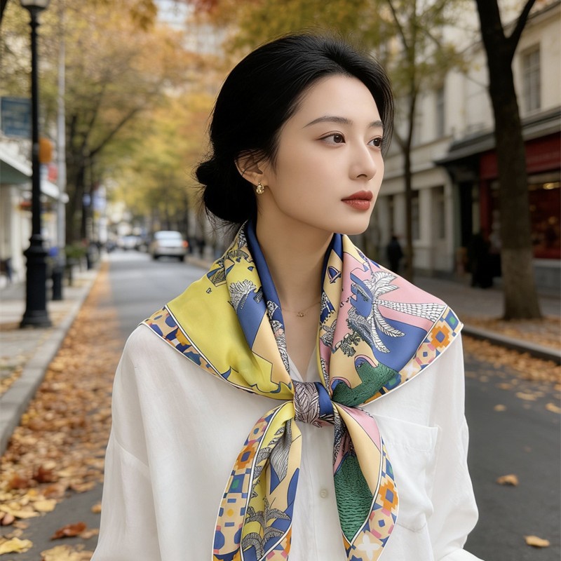 وشاح حريري مربع 90 سم فاخر بتص - مراجعة Luxury Bags Brands وسعره